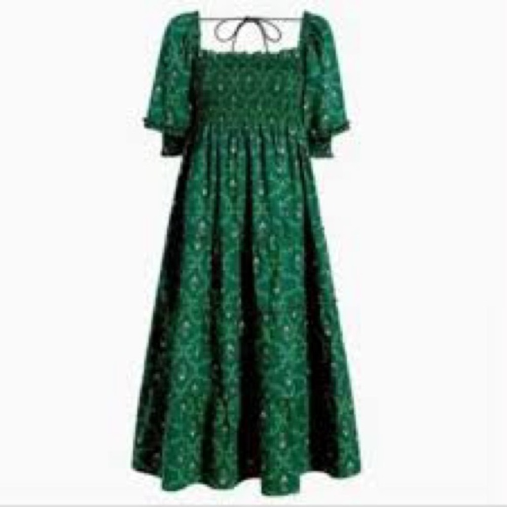 Hill House Nesli Green Trellis XL dress